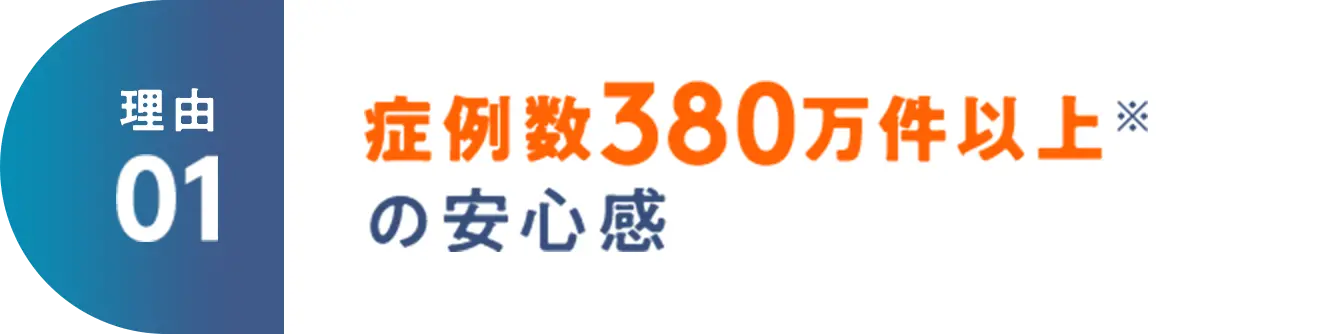 理由01 症例数380万件以上※の安心感